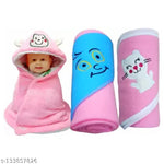 BRANDONN Baby Blanket New Born Hooded Wrapper Cum baby Swaddle Blanket For Baby Boys And Baby Girls Pack of 4