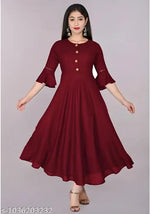 FQ Flower Print Long Kurti With Dupatta (No Bottom wear)