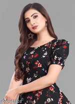 Trendy & Stylish printed dress for women & Girls (Black)