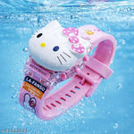 Cat 3D Action Figure Hello Kitty Face Based Toy Design Digital Glowing Watch with Disco Music and Blinking Lights for Kids | for Boys Girls- Good Birthday Return Gift