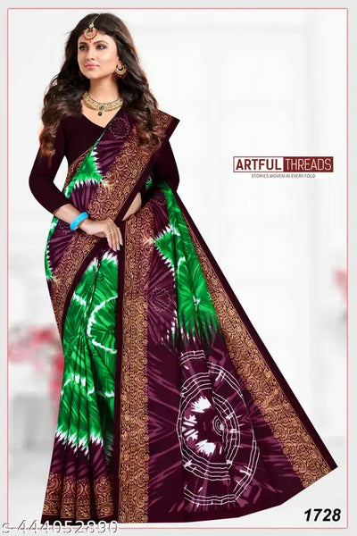 Pure cotton fancy printed saree inspired from sambalpuri saree