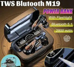 M 19 TWS Bluetooth 5.0 Wireless In Ear Earbuds Touch Waterproof LED Digital Display Bluetooth Headset (Black, True Wireless)