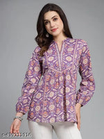 BLUEPRINTED COTTON TOPS FOR GIRLS