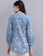 BLUEPRINTED COTTON TOPS FOR GIRLS