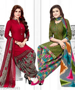 Women Unstitched French Crepe Printed Leone Dress Material (Pack Of 2)