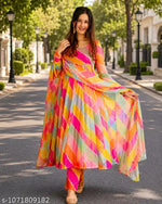 women stylish fancy modern designer anarkali gown with dupatta