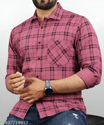 FINE QUALITY COMFORTABLE COTTON FULL SLEEVES FORMAL AND CASUAL CHECK SINGLE POCKET SHIRT