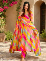 women stylish fancy modern designer anarkali gown with dupatta