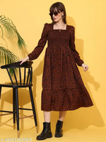 Sheetal Associates Women V-Neck Fit and Flare Midi/Calf Length Maroon Dress
