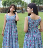 Dresses for girls-, Sleeveless, Scoop Neck, Swing Dress, Polka Dot Floral Print, White