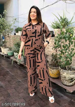 Women Loose Fit Co Ord Set, Printed Two Piece Set