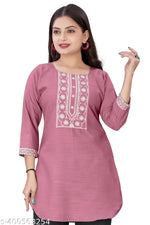 Rayon Top With White color of Embroidery