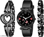 Lettest Fashionable Round Dial Analog Watch with Bracelets Combo For Girls/ Women