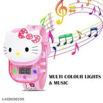 IEEE International Kitty Cat. Character Multicolored Glowing Light and Musical Digital Girl's Wrist Watch | Unique Cute Cartoon Character on Strap | Soft Silicone. Strap | Suitable for Age 3-12 Year Kids