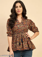 BLUEPRINTED COTTON TOPS FOR GIRLS
