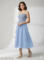 Casual Polyester Blend Puff Sleeves V-Neck Knee Legnth Drawstring Dress (41