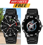 BEST QUALITY BEST PRICE Classy Analogue Black Dial Tranding  Pu Belt Watches For Men Boys