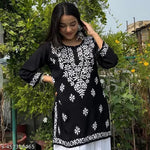 Sheetal Associates Black Floral Printed Peplum Top