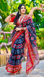 Pure cotton fancy printed saree inspired from sambalpuri saree