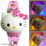 Cat 3D Action Figure Hello Kitty Face Based Toy Design Digital Glowing Watch with Disco Music and Blinking Lights for Kids | for Boys Girls- Good Birthday Return Gift