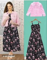 DR.ZOOM Dress With Jacket Women/Girls 100% Premium Quality Material Women Stylish Jacket With Dress COMBO (PACK OF 2) Urbane Latest Women Dresses With Jacket.