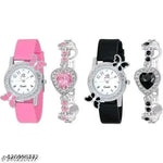 Lettest Fashionable Round Dial Analog Watch with Bracelets Combo For Girls/ Women