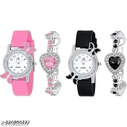 Lettest Fashionable Round Dial Analog Watch with Bracelets Combo For Girls/ Women