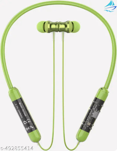 Transparent Bluetooth Neckband | 48Hrs Playtime | 4 Voice Changer Modes | HD Sound | Noise Isolation | High-Quality Mic | Type-C Fast Charging ( Green | Pack Of 1 )
