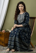 Women's Trending Embroidered Bandhej Anarkali Kurti