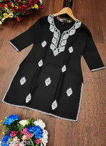 Rayon Top With White color of Embroidery
