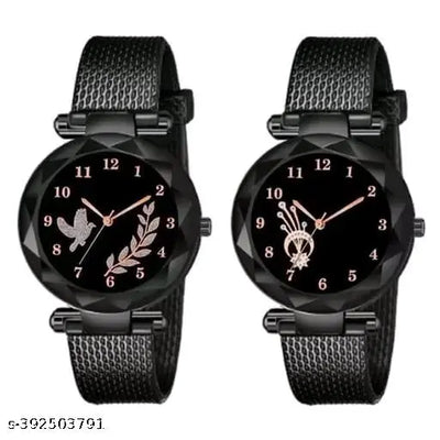 Analog Women's Watch (Black Dial) (Pack of 2)