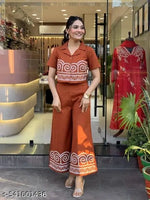 Women's Full Embroidery Co-ord Set of Top and Bottom
