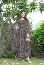 Women's Rayon Maroon Anarkali Printed Kurta with Dupatta Set
