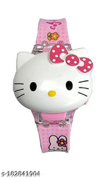 Cat Character Multicolored Disco Light and Music Digital Girl's Wrist Watch Cum Toy (Best Return Gift for Boy's and Girl's)