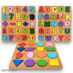 Set of 4 Wooden Knobbed Puzzle Include Wild Animal, Fruits, Transport, Vegetables - Wooden puzzle toys | Best Birthday Gift for Kids Ages 3 to 8 (Size 23x30 CM) Multicolor