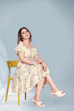 Dresses for girls-, Sleeveless, Scoop Neck, Swing Dress, Polka Dot Floral Print, White