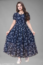 Zanies Women Floral Printed Teal Maxi Dress