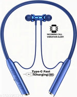 BT-235 Wireless Bluetooth Neckband – 20H Battery Life, Deep Bass, Type-C Fast Charging, Magnetic Lock, HD Mic & Sound, Stylish Metal Finish (Blue)
