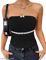 Trendy Sleeveless Crop Top With Lace Insert