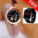 combo watch for women Best Quality Festive Season Flower Designer Round Dial Attractive Leather Belt combo wathces for women stylish girl watches analog leather belt watches wrist watches combo led watch for girl