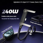 2-in-1 Invisible Holder Charger Cable, 240W Portable Fast Charging Cord with Built-in Phone Stand