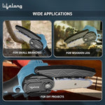 Cordless Mini Chainsaw 6-Inch | 20V Rechargeable Electric Pruning Saw with 2 Batteries, Extra Chain & Carry Case