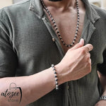 Silver Plated Karungali Mala + Karungali Bracelet Combo