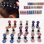 multicolor trending Girls Small Crystal Flowers Metal Hair Claws, Pack of 24pcs