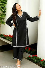 Maroon Straight Fit Kurta Set for Women with Elegant Floral Lace Detailing | Stylish Ethnic Wear with Matching Pants