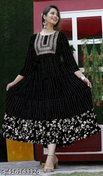 Gold Print Anarkali Kurti (3009)