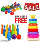 7 Ring Colorful Teddy Rings with Smiley Stacking Play Set Toy for Kids (Multicolor)