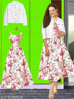 DR.ZOOM Dress With Jacket Women/Girls 100% Premium Quality Material Women Stylish Jacket With Dress COMBO (PACK OF 2) Urbane Latest Women Dresses With Jacket.