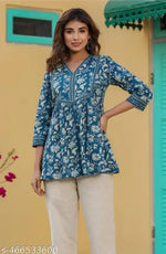 BLUEPRINTED COTTON TOPS FOR GIRLS
