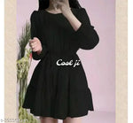 Fancy Georgette Knee Length Full Sleeve Round Neck Dori Belt  Dress